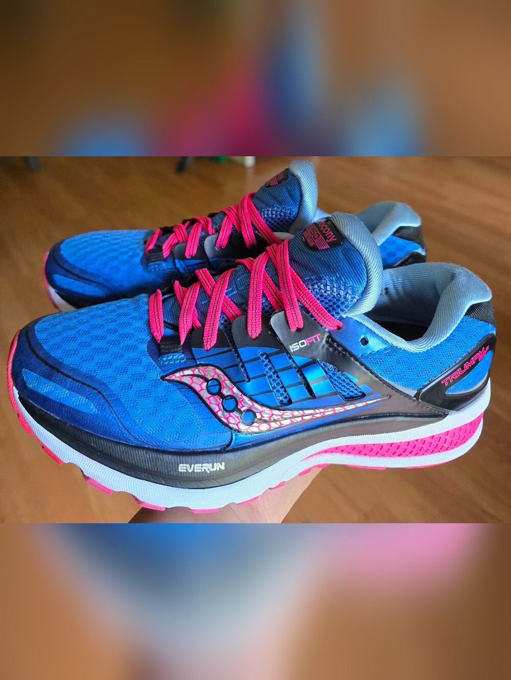 Sz 7.5 Women's SAUCONY TRIUMPH ISO 2 EVERUN Blue/Pink Running Shoes